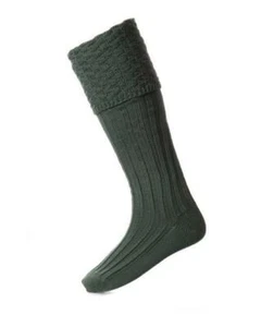 House of Cheviot Ancient Green Bubble Top Piper Knit Merino Wool Kilt Hose Socks - Picture 1 of 1