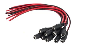 DC Power Pigtail Cable Wire Plug 18AWG 2.1mm x 5.5mm 12V 5A Female Jack CCTV - Picture 1 of 1