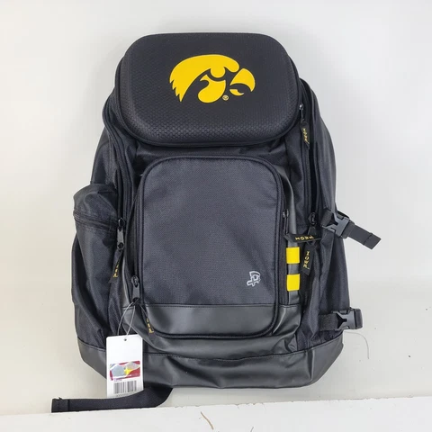 Iowa Hawkeye Backpack Black and Gold Official Hologram Book Bag NWT Cover