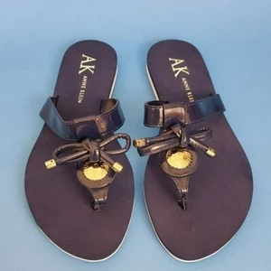 Anne Klein Brown Faux Leather Flip Flops 6 - Picture 1 of 10