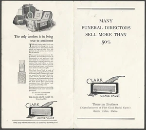 Folleto publicitario original de Ohio para entierro funeral cementerio bóveda de tumba Clark - Imagen 1 de 2
