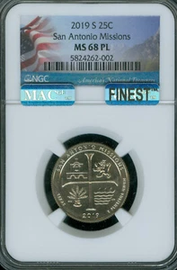 2019 S SAN ANTONIO QUARTER NGC MS68 PL PQ MAC FINEST GRADE RARE . - Picture 1 of 2