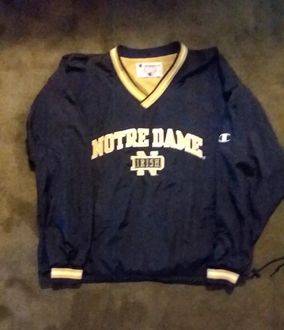 Notre Dame Windbreaker Black Pullover Champion-2 to 3 XL-See Description Cover