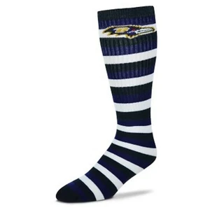 Baltimore Ravens Striped Knee High Hi Tube Socks - One Size Fits Most - Picture 1 of 1