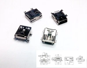 Conector mini USB SMD PCB hembra female - Imagen 1 de 2