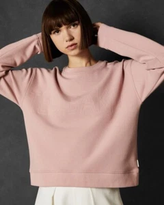 TED BAKER Lorito Logo Sweatshirt Sweater Dusky Pink Size 2 - Picture 1 of 6