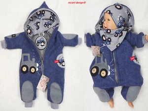 niciart design ♥WALKOVERALL♥GR 50-110 WOLLWALK ANZUG♥EINTEILER♥Traktor jeansblau - Bild 1 von 51