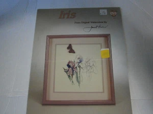1986 Iris Flower from Original Watercolors Cross Stitch Pattern Book Janet Power - Picture 1 of 2