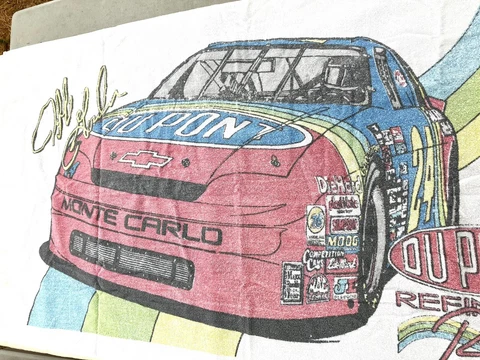 Vintage 1995 NASCAR Racing Jeff Gordon Monte Carlo Beach Towel Graphic Print USA Cover