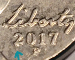 2017 P  Jefferson Nickel - Cud on the 2 in the Date  - Picture 1 of 5