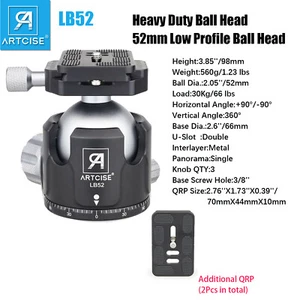 Low Profile Ball Head Tripod Mount Ball Head 52MM All Metal CNC Tripod Head - Imagen 1 de 15