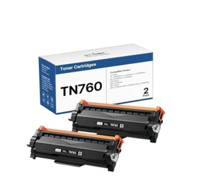 2PK High Yield TN760 Toner Cartridge For Brother MFC-L2710DW HL-L2395DW Toner(S) - Picture 1 of 12