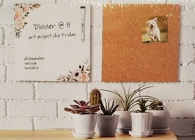 Quartet Dry-Erase Board & Cork Tile 12" x 12" Floral 2-Pk (W/4 Extra Markers) G1 - Image 1 of 4