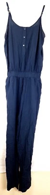 Vero Moda Jumpsuit Damen Overall Sommer Basic Knöpfe Gerades Bein Gr. S Blau - Bild 1 von 4