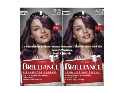 2 x Schwarzkopf Brilliance Intense Permanent Colour 59 Violet Wild Silk Shine - image 1 of 4