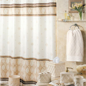 Luxurious Lattice Print Vintage Classic Shower Curtain Elegant Thick Waterproof