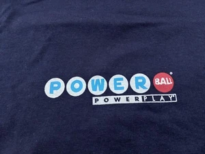 VINTAGE Power Ball Shirt Mens XL BLUE Gaming Spell Out Logo Lottery POWER PLAY - Picture 1 of 5