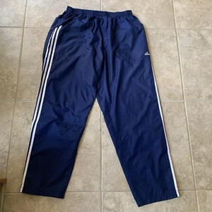 Vintage Adidas Windbreaker Pants Mens 2XLarge Blue Striped Lined Ankle Zip - Picture 1 of 9