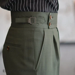 Men's Gurkha British Style Casual Naples Straight Pants Suit Business Trousers - Picture 1 of 26