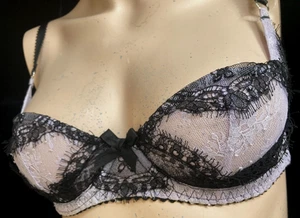 Agent Provocateur 32C bra lilac black eyelash lace demi bra vintage - Picture 1 of 3