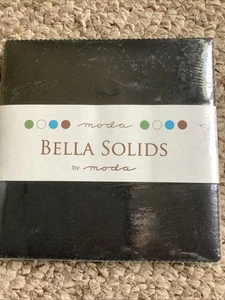 Moda Black Solid Charm Pack Unopened 42 100% Cotton 5" Precut Fabric Squares - Picture 1 of 2