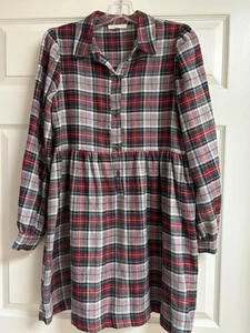 Copper Key Christmas Plaid Dress Sz S Long Sleeve Homestead Grandma Core Prairie - Picture 1 of 10