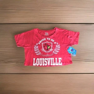 Louisville Cardinals Red Women's Cutoff Size XL E5 College Classics Crop T-Shirt - Picture 1 of 5