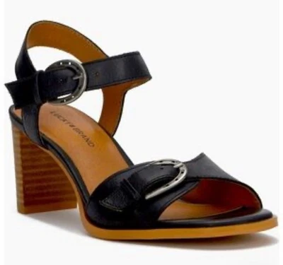 Lucky Brand Heels Women’s Size 7.5 Black Luseal Ankle Strap Sandal - Image 1 of 4