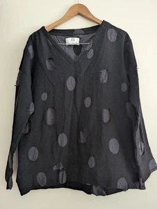 Maglione Jun Okamoto nero cerchi invecchiati misto lana boxy taglia S - Foto 1 di 5