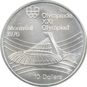 1976 $10 Canadian Canada Olympic Silver Coin *082 - Picture 1 of 3