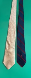 Yves Saint Laurent Marineblau Rot Streifen Seide Logo Krawatte & Perry Ellis Portfolio Gold - Bild 1 von 6
