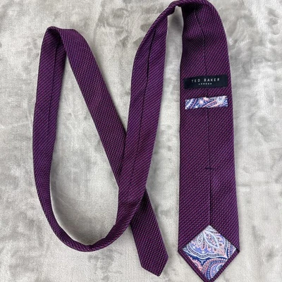 Ted Baker London Necktie Silk/ Cotton Purple Pink Micro Pattern Colorful (1296) - Image 1 of 4