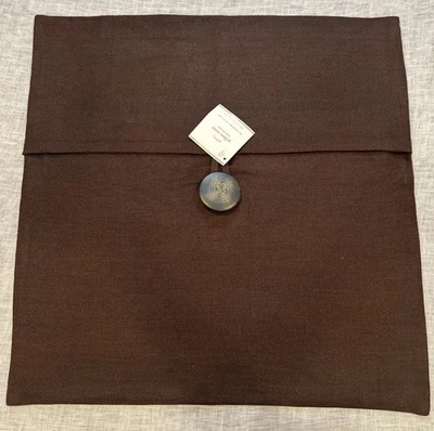 Pottery Barn 18” Pillow Textured Linen Button Pillow Mahogany Brown - New - Image 1 of 4