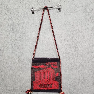 Bolso Mensajero Vintage Atenas Grecia Partenón Tejido Correa Trenzada Boho Hippie Foto 1 de 4