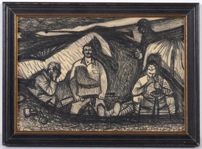 Ivan Gutorov (1911-1998) "Soldados del Ejército Rojo en la Segunda Guerra Mundial", Dibujo, años 50 (m) Foto 1 de 3