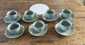 Chinese Longquan Celadon Koi Fish Goldfish Teacup And Saucer Set Of 7 Each (14) - Picture 1 of 8