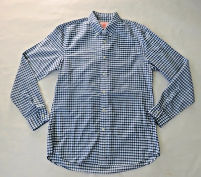 J Press mens shirt XL Blue White Checks plaid Button 100% Cotton long sleeve - Image 1 of 4