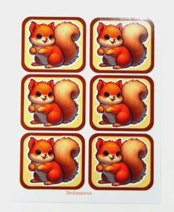 Cute Tan Squirrels Squares Sticker Sheet - Picture 1 of 4