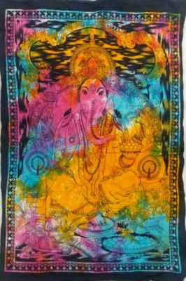 Póster tapiz colgante de pared decoración del hogar Lord Ganesh Ji estampado de algodón 40x30" Foto 1 de 4