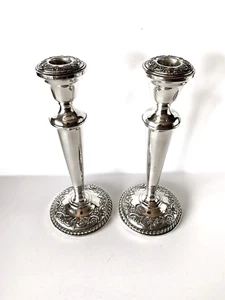 2 INTERNATIONAL STERLING SILVER "RADIANT ROSE"  TALL CANDLE HOLDERS/STICKS- N284 - Picture 1 of 12