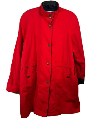 Abrigo de lluvia Misty Harbor para mujer talla 8 rojo forrado en trinchera chaqueta bolsillos vintage Foto 1 de 4