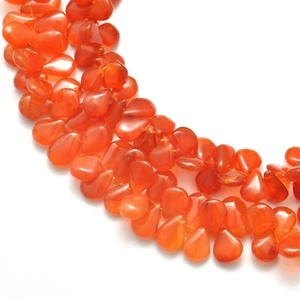 Natural Carnelian Gemstone Pear Smooth Beads 17.5" inch Strand - Picture 1 of 5