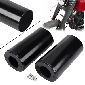Black Fork Slider Covers Cow Bells For Harley Fat Boy Electra Road Glide FLHT - Bild 1 von 22