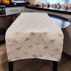 Corredores de mesa dorados de Navidad tapiz de tela corredor de mesa rectangular - Imagen 1 de 7