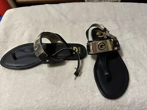Women’s Guess Strappy Black Sandals With Silver Accents - Picture 1 of 5