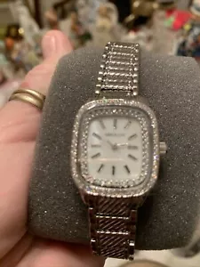 Absolute Women's Clear Cubic Zirconia Bezel 7-1/2"Bracelet Watch HSN $100 - Picture 1 of 11