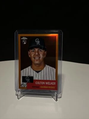2022 Topps Chrome Platinum Orange Refractor Colton Welker RC #26 Rockies /25 - Image 1 of 3