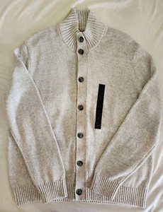 Banana Republic Mens Cotton Blend Button Front Fisherman Cardigan Gray size L - Picture 1 of 10