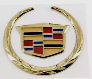 Golden Color 4.25" Rear Trunk Lid Emblem For Cadillac - Picture 1 of 1