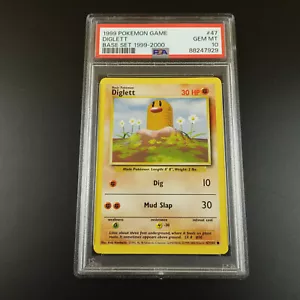 PSA 10 Diglett 47/102 Base Set 4th print 1999-2000 Graded Pokemon Card - Picture 1 of 6